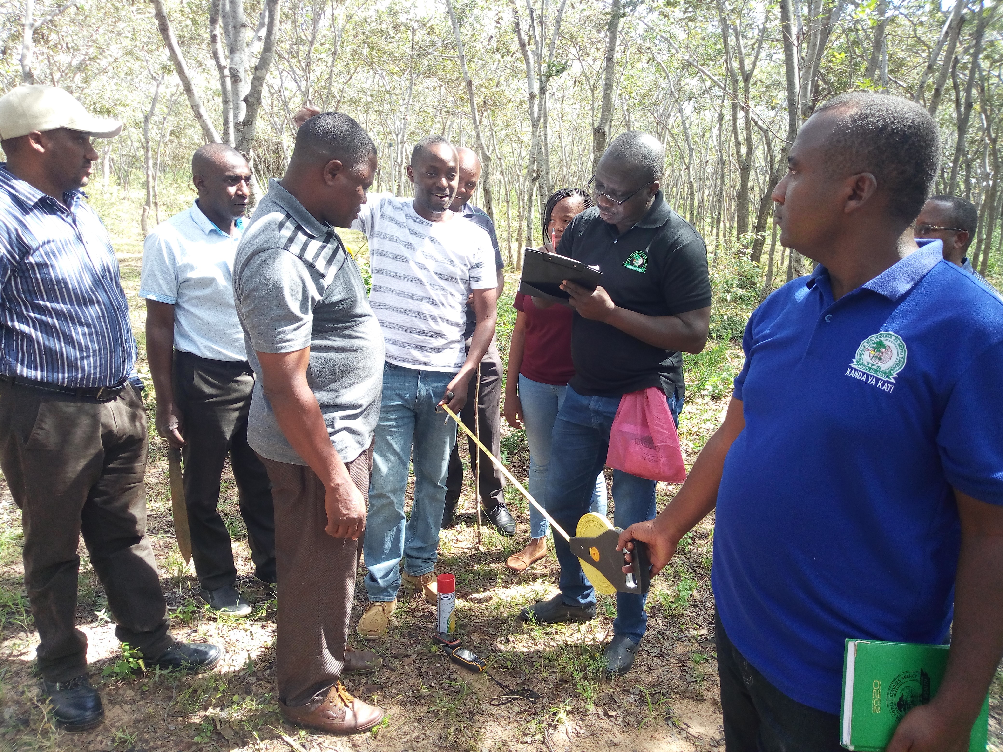 Une équipe d'experts forestiers et des villageois de Munguli entreprennent l'inventaire PFRA. (Crédit photo : FIDA Tanzanie)