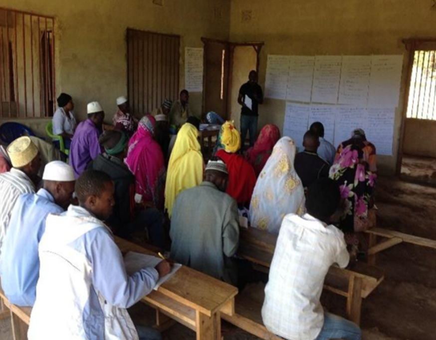 Les membres de la communauté formulent des plans d'action dans la communauté de Munguli, district de Mkalama, Tanzanie. (Crédit : NLUPC)