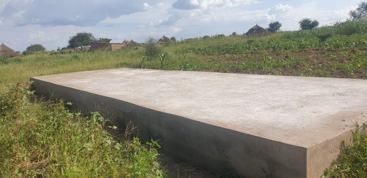 The new drying slabs measure 12 by 4 square metres each. Credit: Ambrose Toolit, Executive Director Grassroots Alliance for Rural Development (GARD)